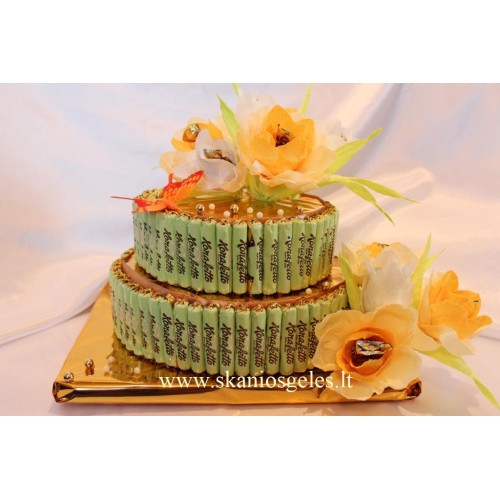Konfeti - tortas iš saldainių Skanios gėlės