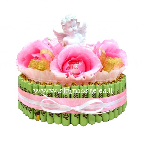 Angel - tortas iš saldainių Skanios gėlės