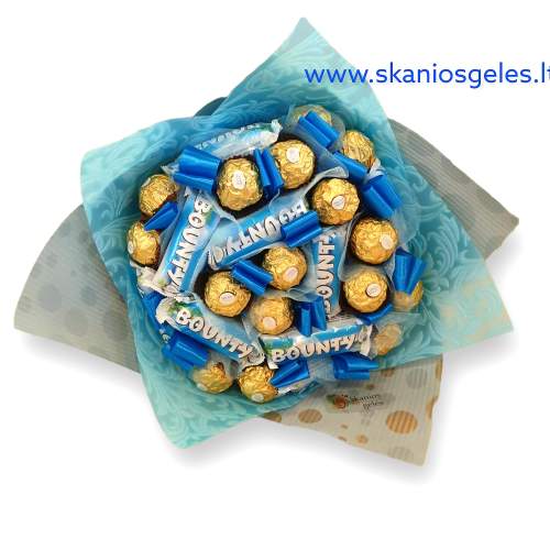 Bonty - puokštė iš saldainių  Skanios gėlės